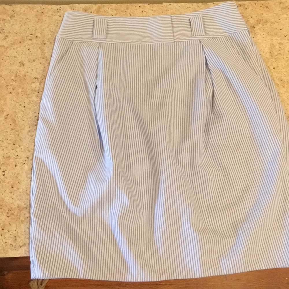 SOLD Anthropolo edme & esylite “Sound Mooring”seersucker stripe blue white skirt - Picture 4 of 7